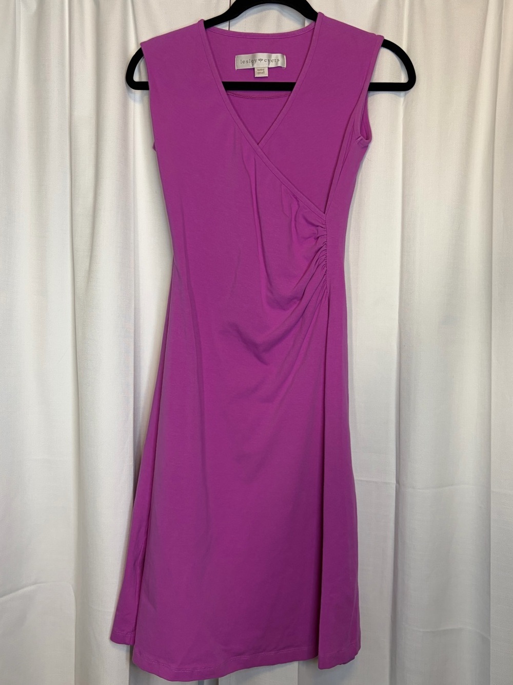 Lesley Evers Bright Purple Knit Jersey Wrap style Dress. Size XS. Retail $118
